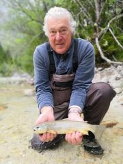 Chris and marble trout, May Slovenia